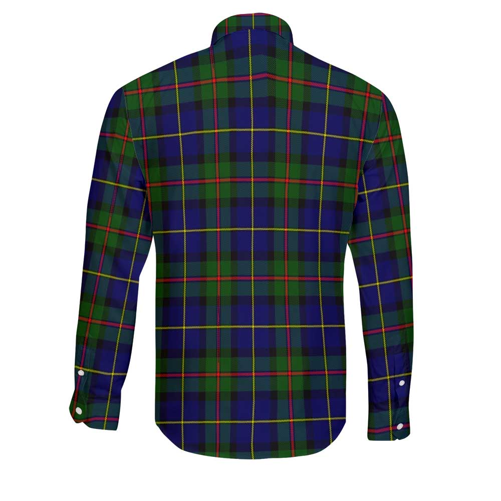 Clan Macleod Tartan Long Sleeve Button Shirt Crest And Plaid Basic Style