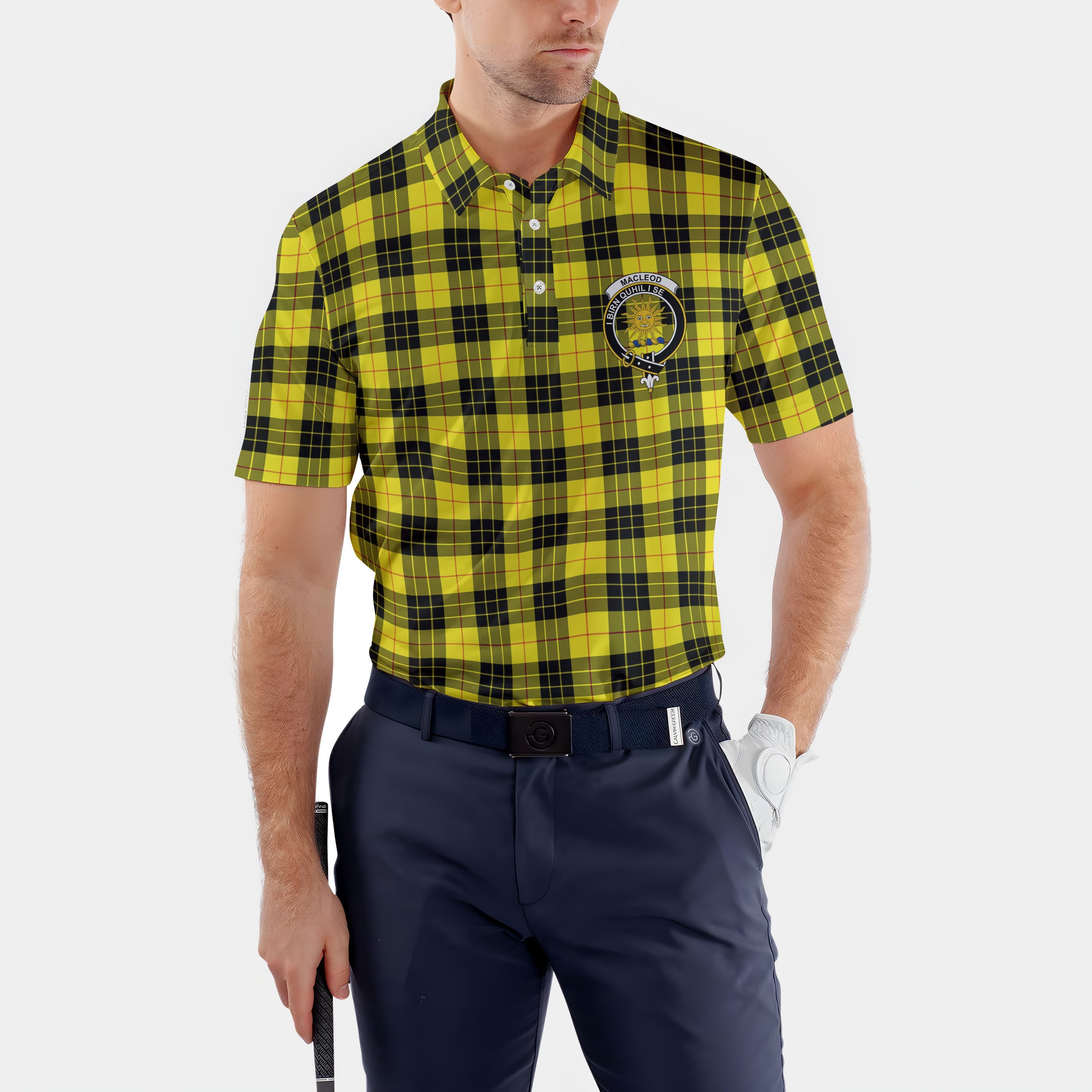 Clan Macleod Of Lewis Tartan Golf Men Polo Shirt Crest And Plaid Basic Style
