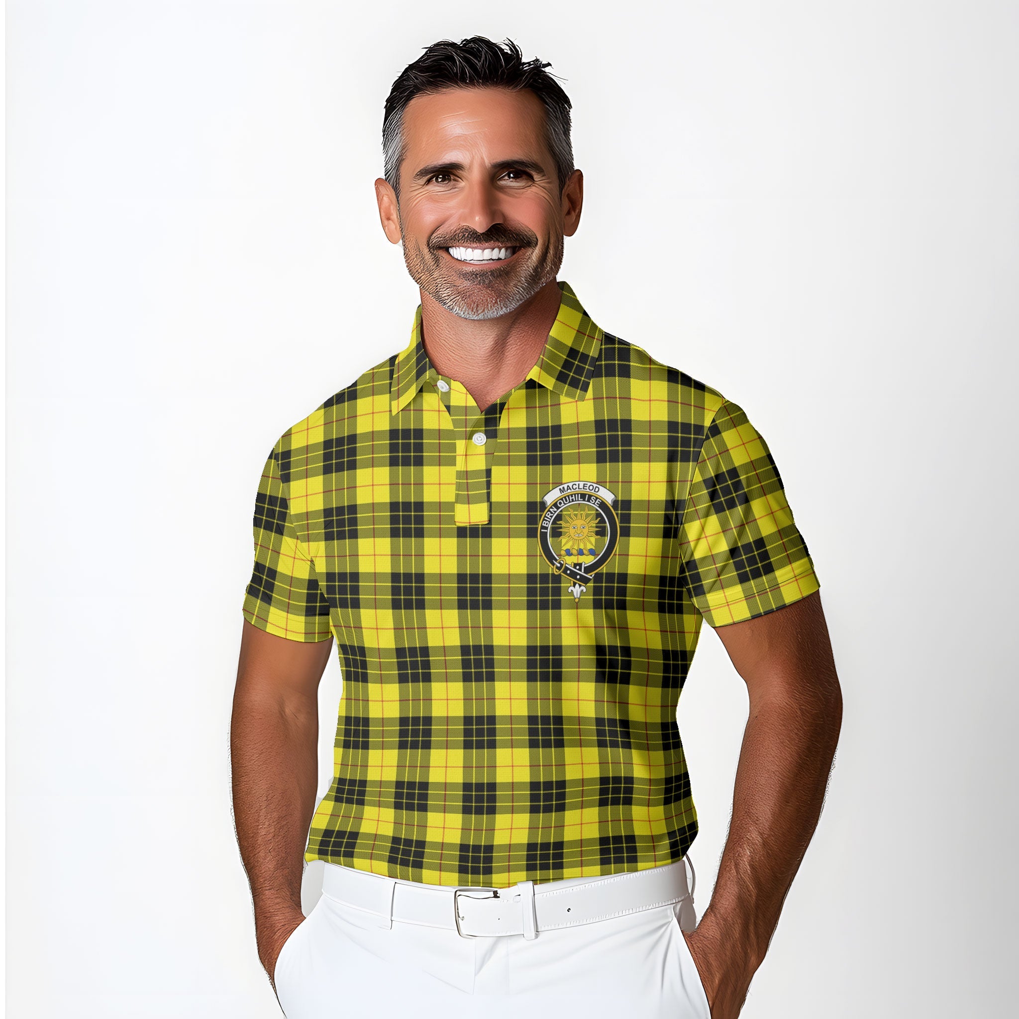 Clan Macleod Of Lewis Tartan Golf Men Polo Shirt Crest And Plaid Basic Style