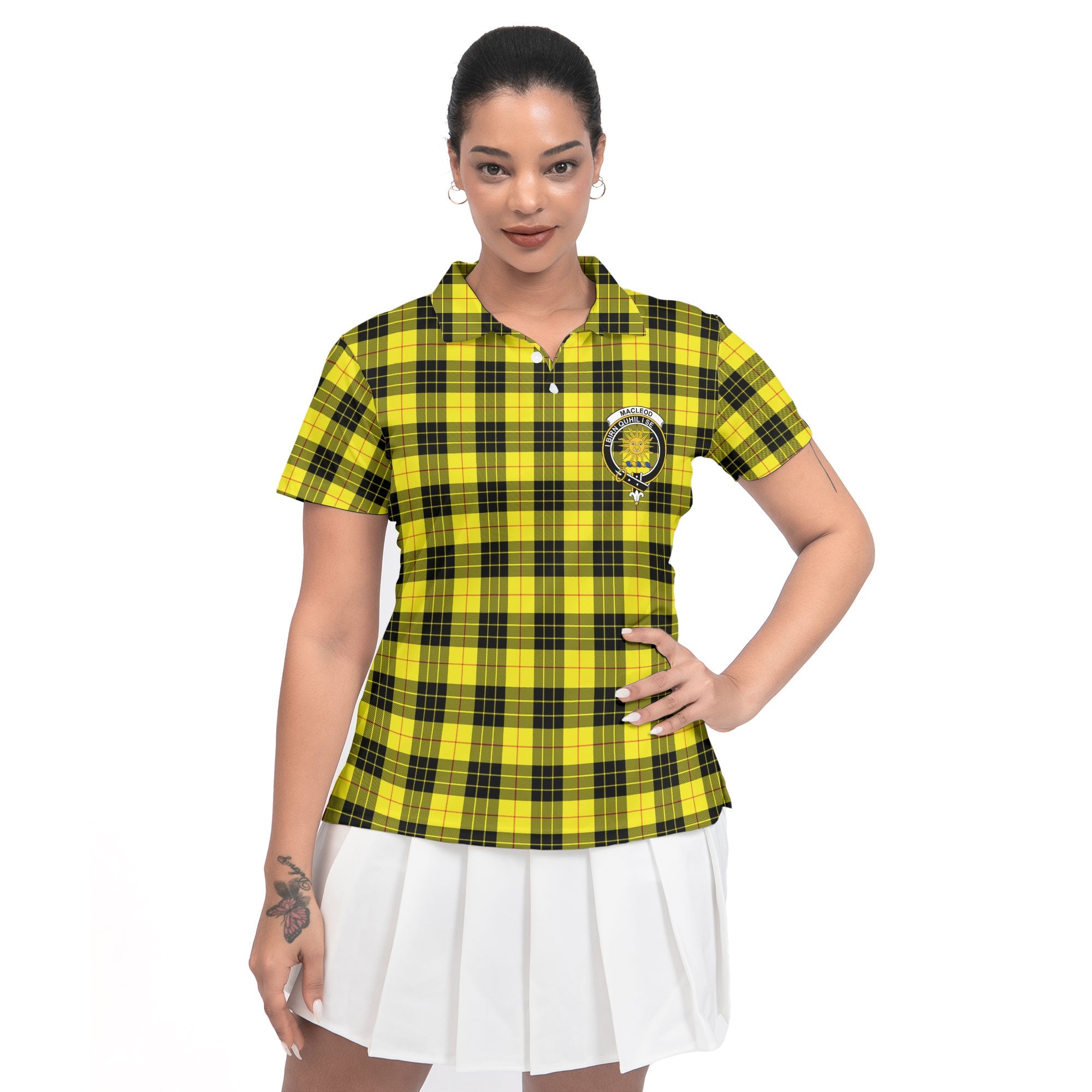 Clan Macleod Of Lewis Tartan Women Polo Shirt Crest And Plaid Basic Style