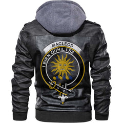 Clan Macleod Of Lewis Tartan Zip Leather Jacket Crest And Plaid Basic Style