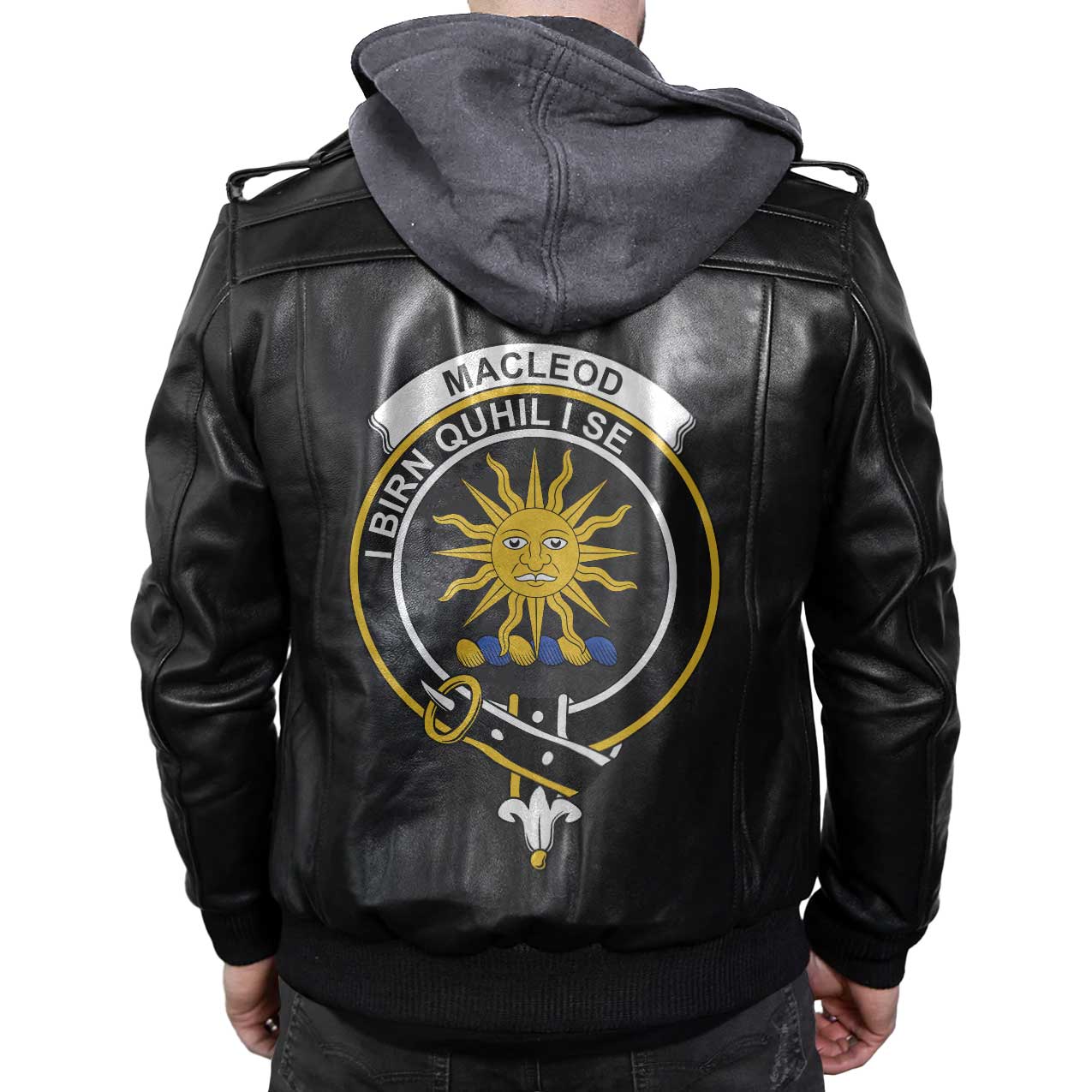 Clan Macleod Of Lewis Tartan Zip Leather Jacket Crest And Plaid Basic Style