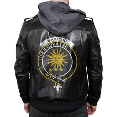 Clan Macleod Of Lewis Tartan Zip Leather Jacket Crest And Plaid Basic Style