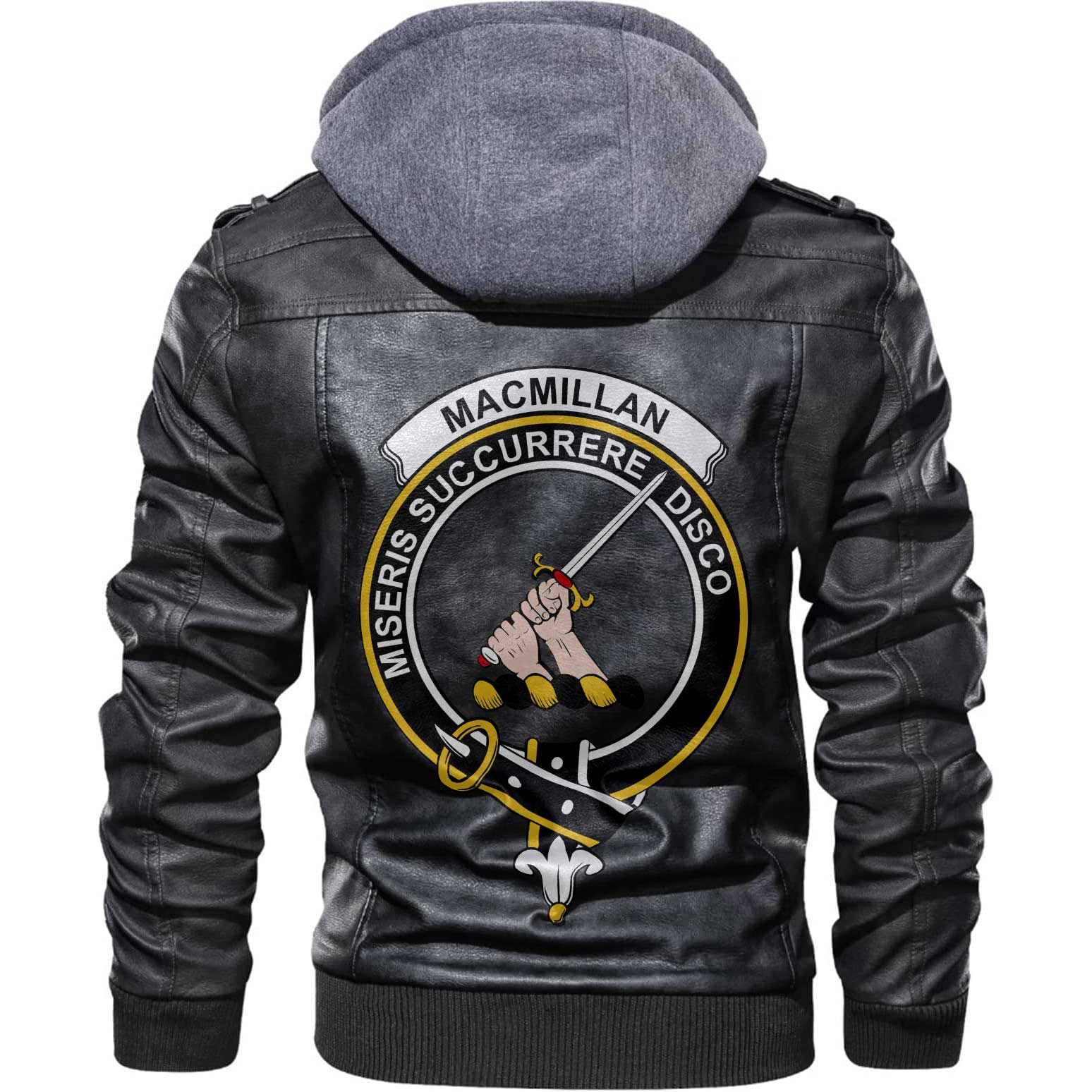 Clan Macmillan Tartan Zip Leather Jacket Crest And Plaid Basic Style