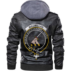 Clan Macmillan Tartan Zip Leather Jacket Crest And Plaid Basic Style