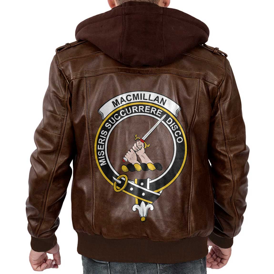 Clan Macmillan Tartan Zip Leather Jacket Crest And Plaid Basic Style