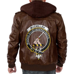 Clan Macmillan Tartan Zip Leather Jacket Crest And Plaid Basic Style