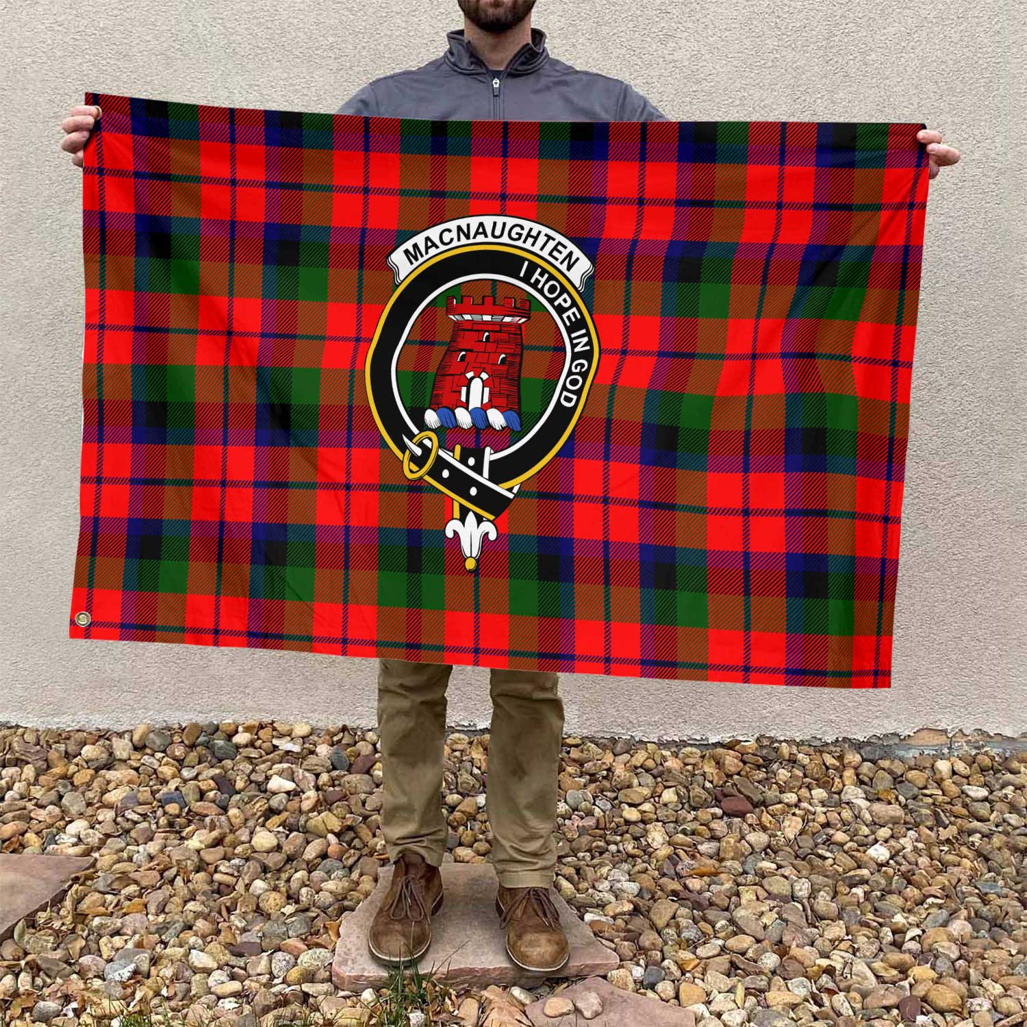 Clan Macnaughten Tartan Flag Crest And Plaid Basic Style