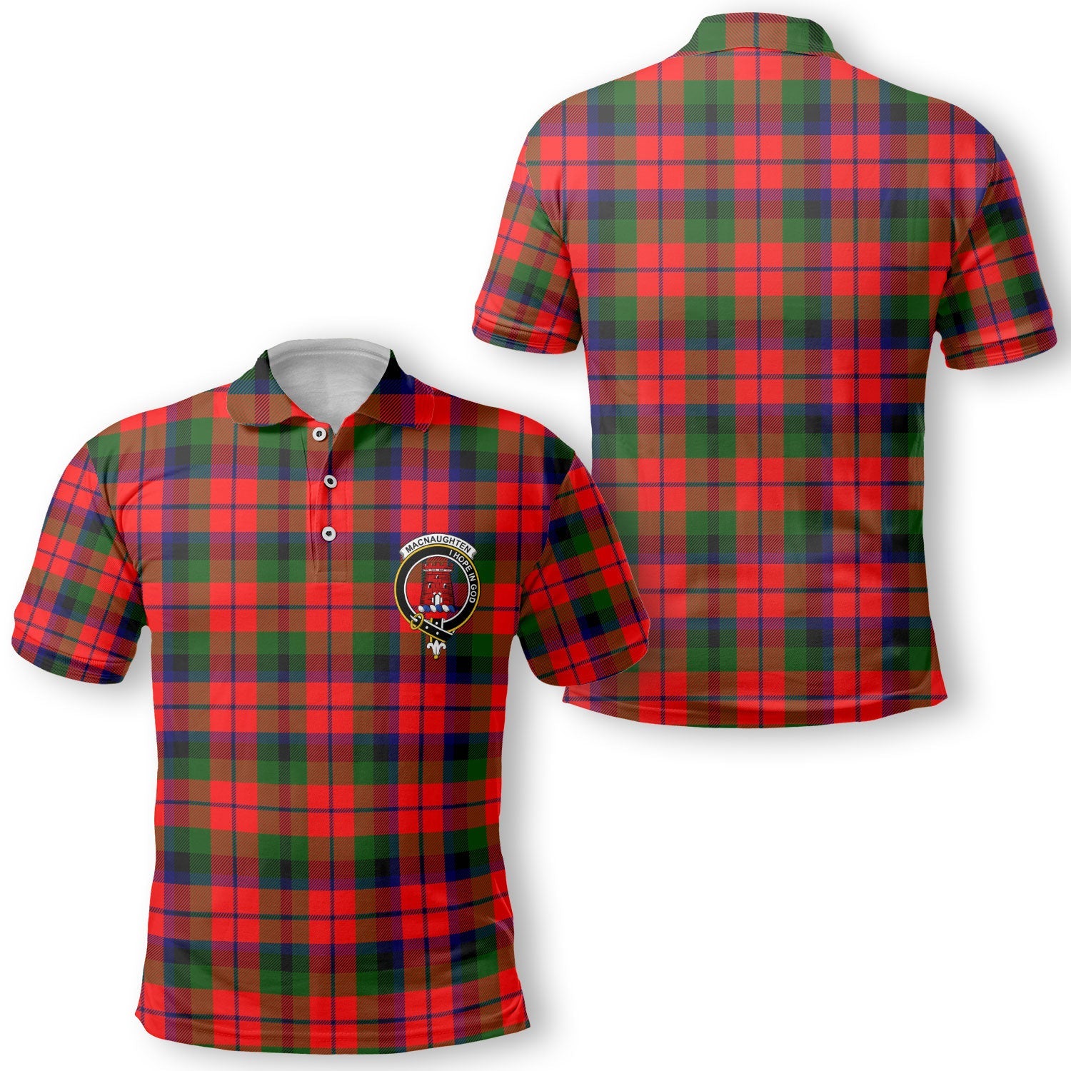 Clan Macnaughten Tartan Golf Men Polo Shirt Crest And Plaid Basic Style