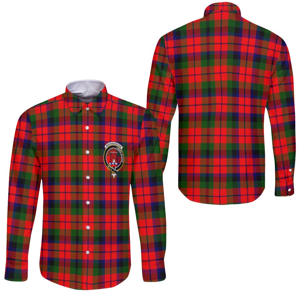 Clan Macnaughten Tartan Long Sleeve Button Shirt Crest And Plaid Basic Style