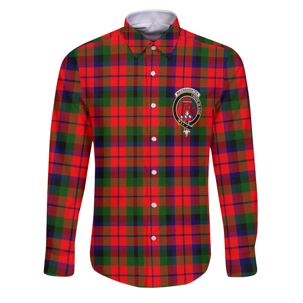 Clan Macnaughten Tartan Long Sleeve Button Shirt Crest And Plaid Basic Style