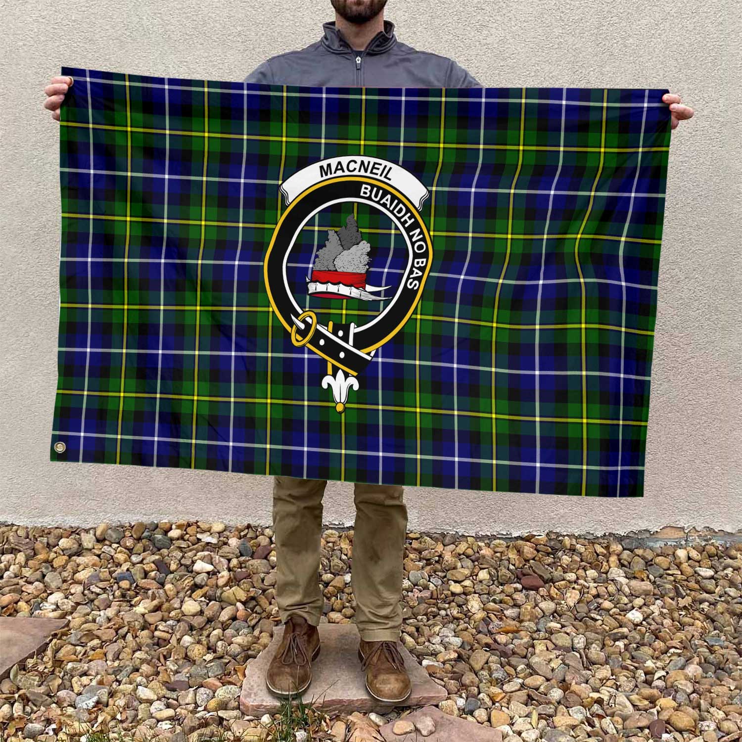 Clan Macneil Of Barra Tartan Flag Crest And Plaid Basic Style