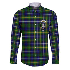 Clan Macneil Of Barra Tartan Long Sleeve Button Shirt Crest And Plaid Basic Style