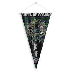 Clan Macneil Of Colonsay Tartan Felt Pennant Crest And Plaid Basic Style