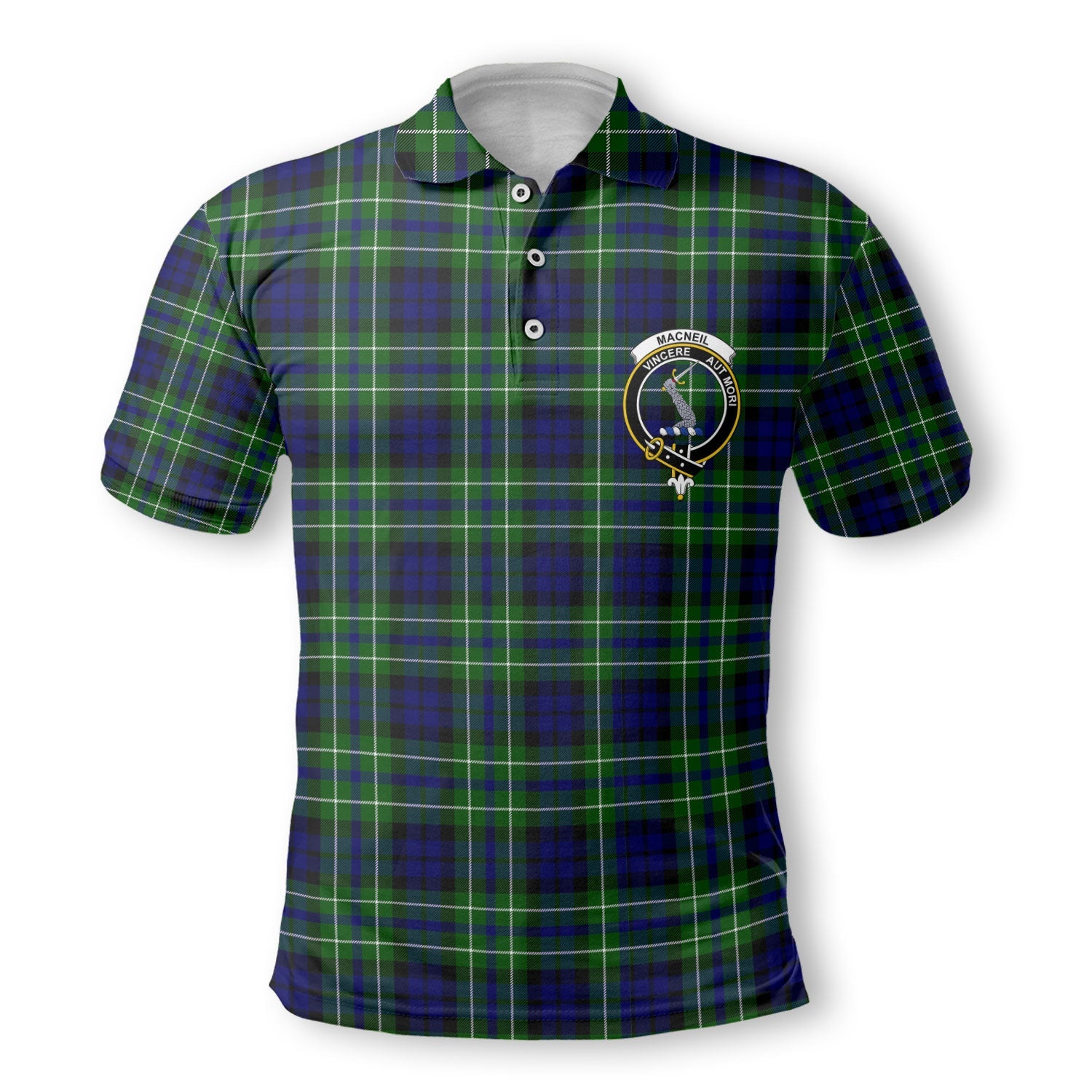 Clan Macneil Of Colonsay Tartan Golf Men Polo Shirt Crest And Plaid Basic Style