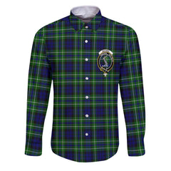Clan Macneil Of Colonsay Tartan Long Sleeve Button Shirt Crest And Plaid Basic Style