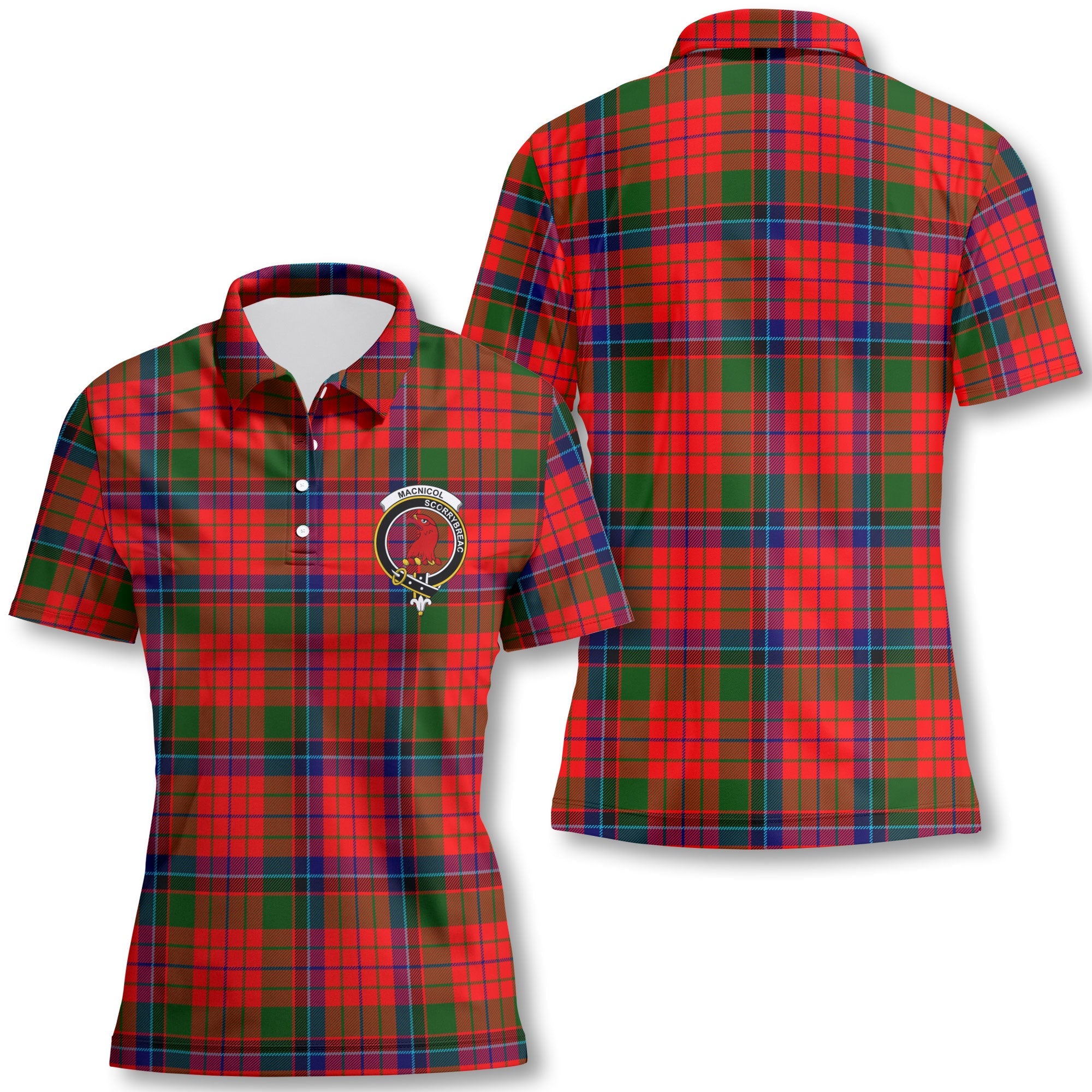 Clan Macnicol Tartan Women Polo Shirt Crest And Plaid Basic Style
