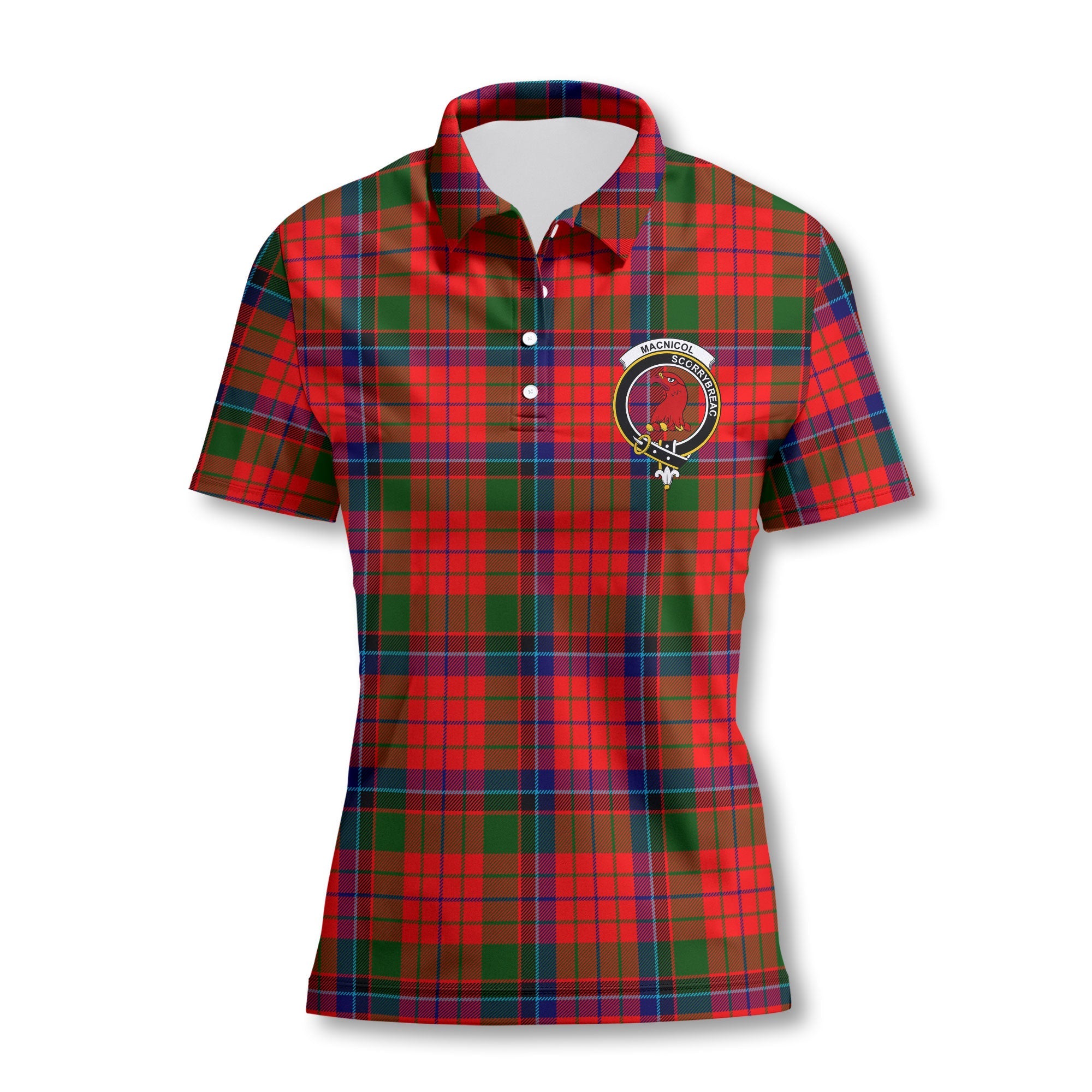 Clan Macnicol Tartan Women Polo Shirt Crest And Plaid Basic Style
