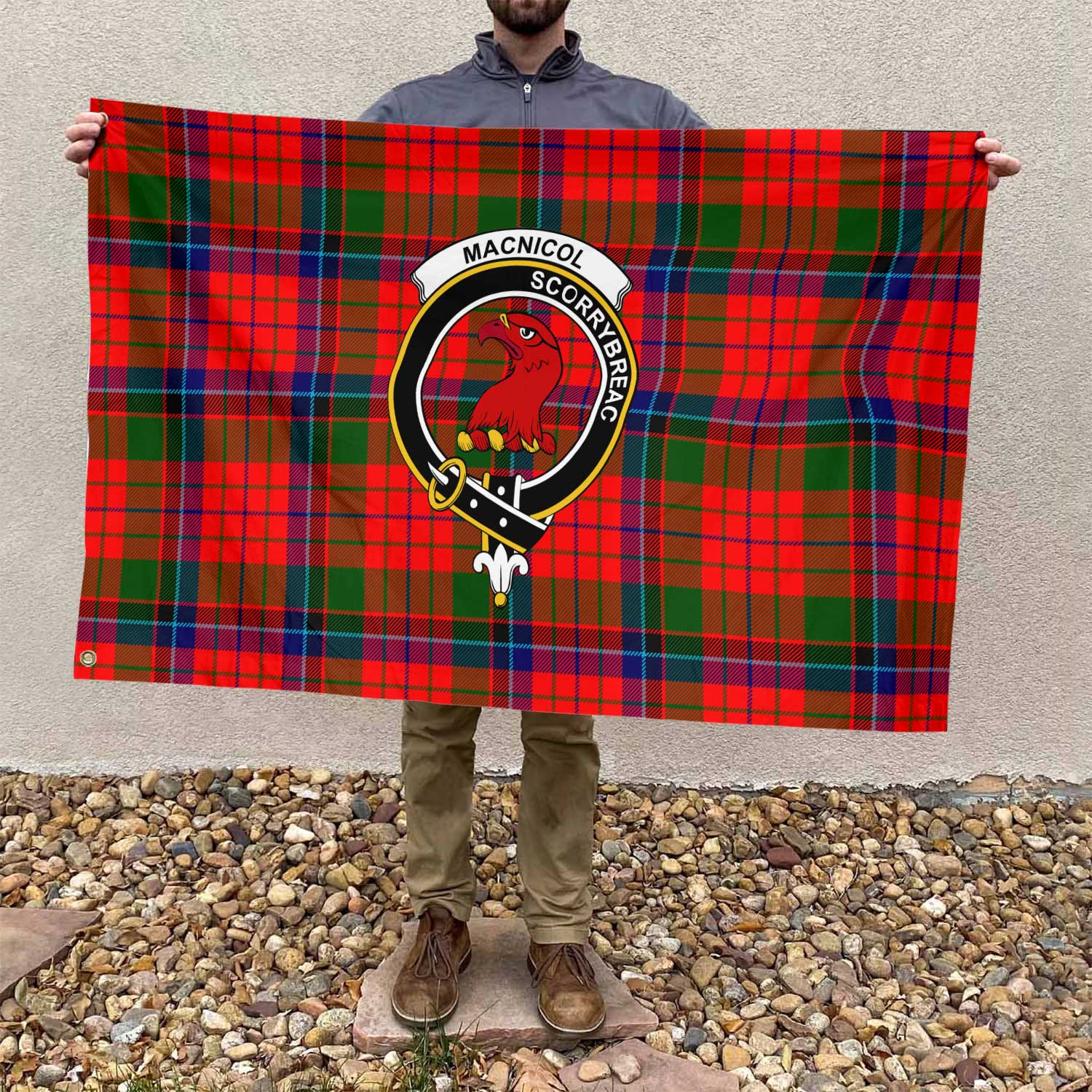 Clan Macnicol Of Scorrybreac Tartan Flag Crest And Plaid Basic Style