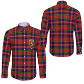 Clan Macpherson Tartan Long Sleeve Button Shirt Crest And Plaid Basic Style
