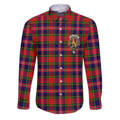 Clan Macpherson Tartan Long Sleeve Button Shirt Crest And Plaid Basic Style