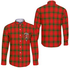 Clan Macquarrie Tartan Long Sleeve Button Shirt Crest And Plaid Basic Style