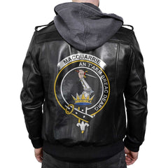 Clan Macquarrie Tartan Zip Leather Jacket Crest And Plaid Basic Style
