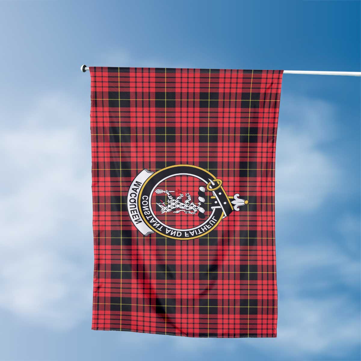 Clan Macqueen Tartan Flag Crest And Plaid Basic Style