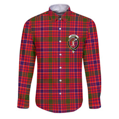 Clan Macrae Tartan Long Sleeve Button Shirt Crest And Plaid Basic Style