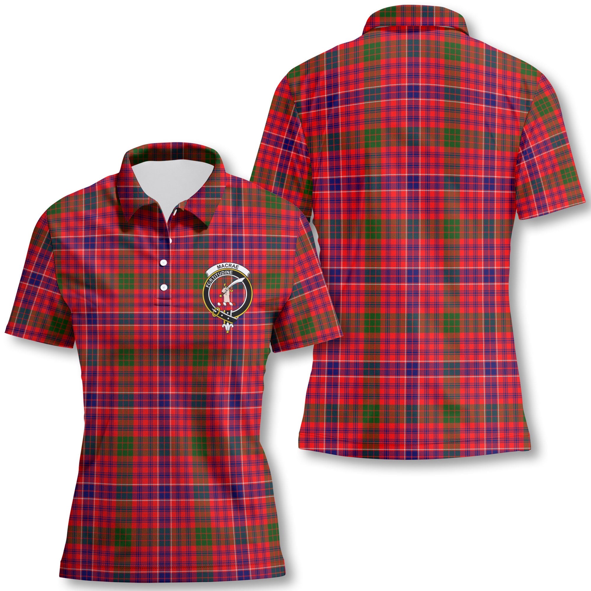 Clan Macrae Tartan Women Polo Shirt Crest And Plaid Basic Style