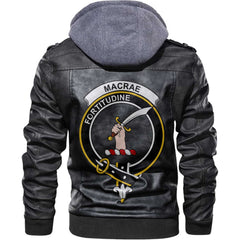 Clan Macrae Tartan Zip Leather Jacket Crest And Plaid Basic Style
