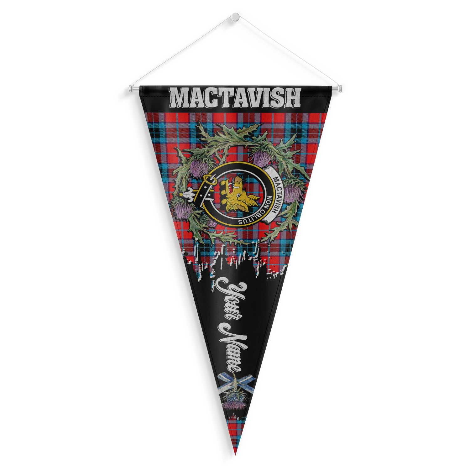 Clan Mactavish Tartan Felt Pennant Crest And Plaid Basic Style
