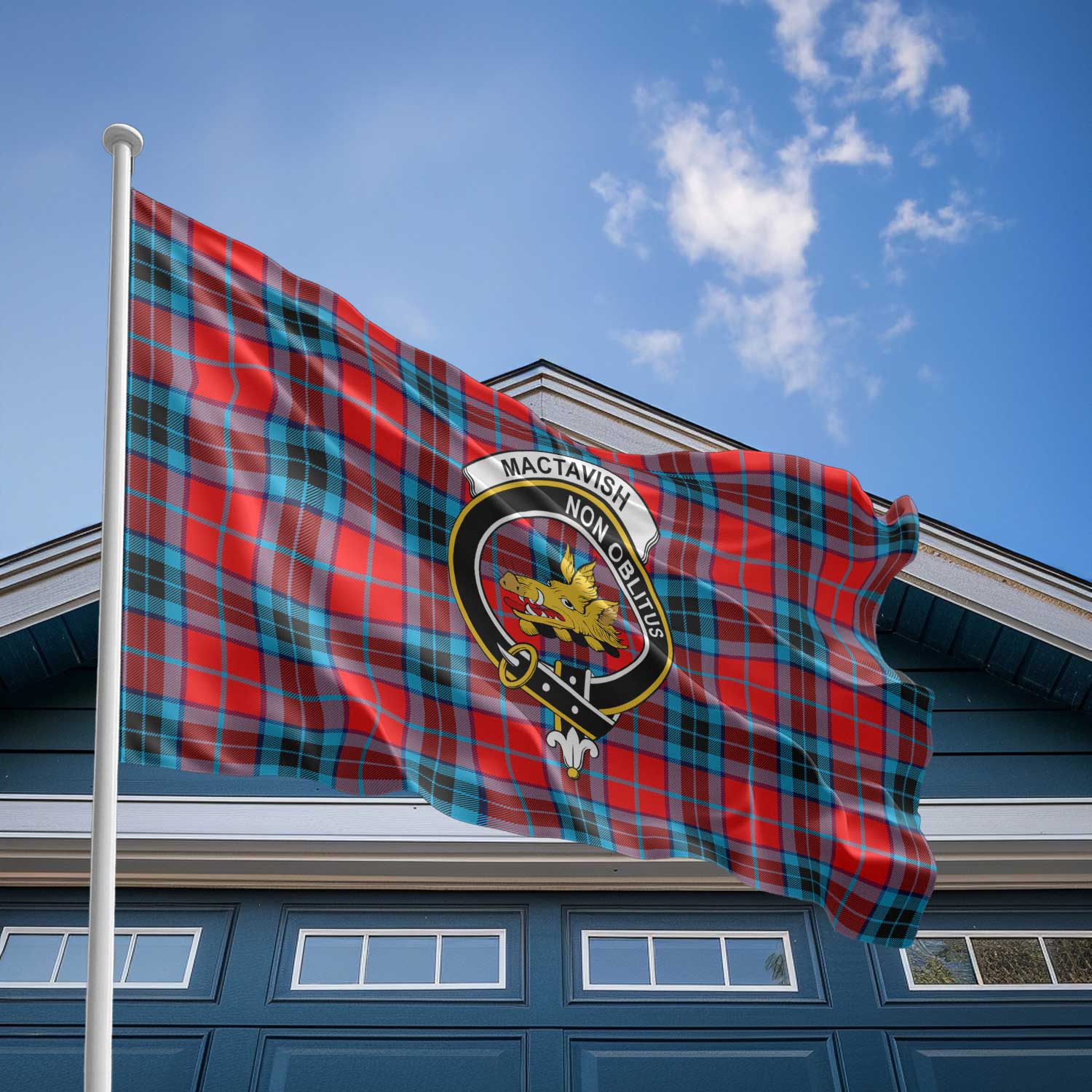 Clan Mactavish Tartan Flag Crest And Plaid Basic Style