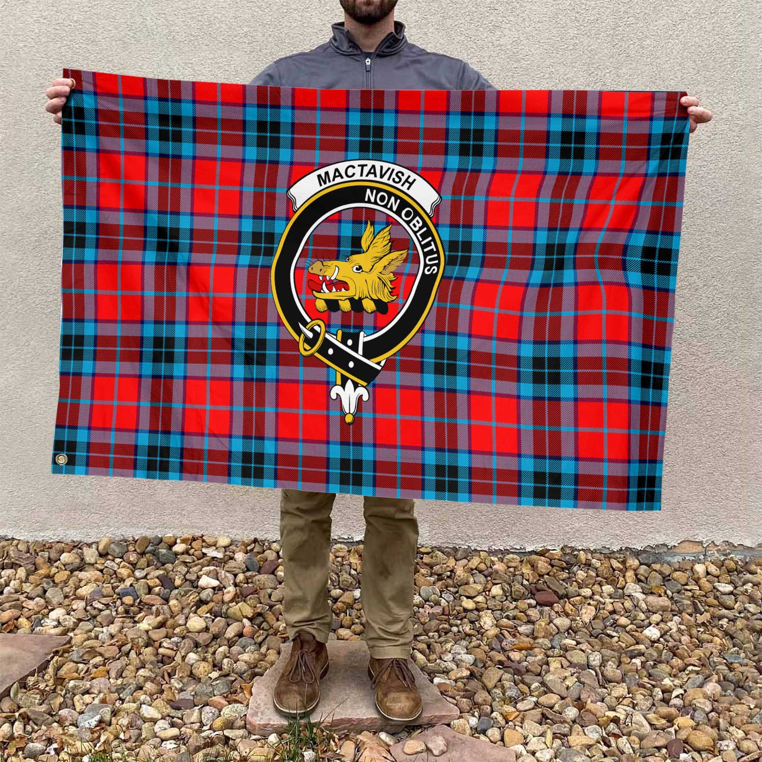 Clan Mactavish Tartan Flag Crest And Plaid Basic Style
