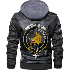 Clan Mactavish Tartan Zip Leather Jacket Crest And Plaid Basic Style