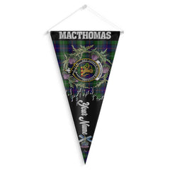 Clan Macthomas Tartan Felt Pennant Crest And Plaid Basic Style