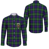 Clan Macthomas Tartan Long Sleeve Button Shirt Crest And Plaid Basic Style
