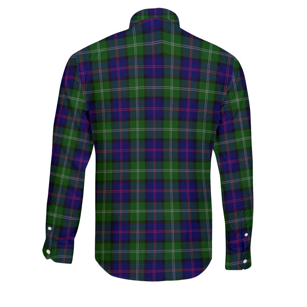 Clan Macthomas Tartan Long Sleeve Button Shirt Crest And Plaid Basic Style