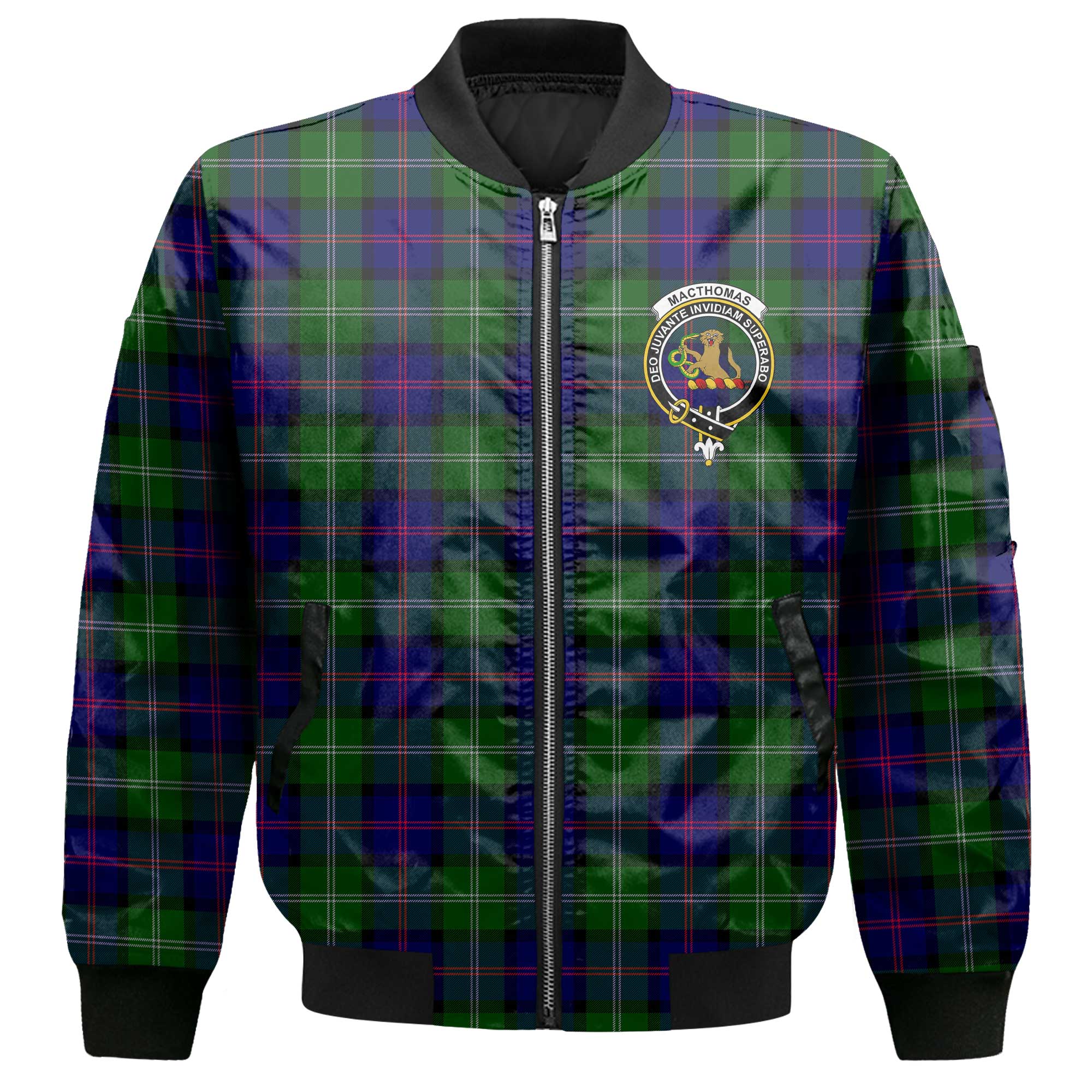 Clan Macthomas Tartan Men Bomber Jacket Crest And Plaid Basic Style