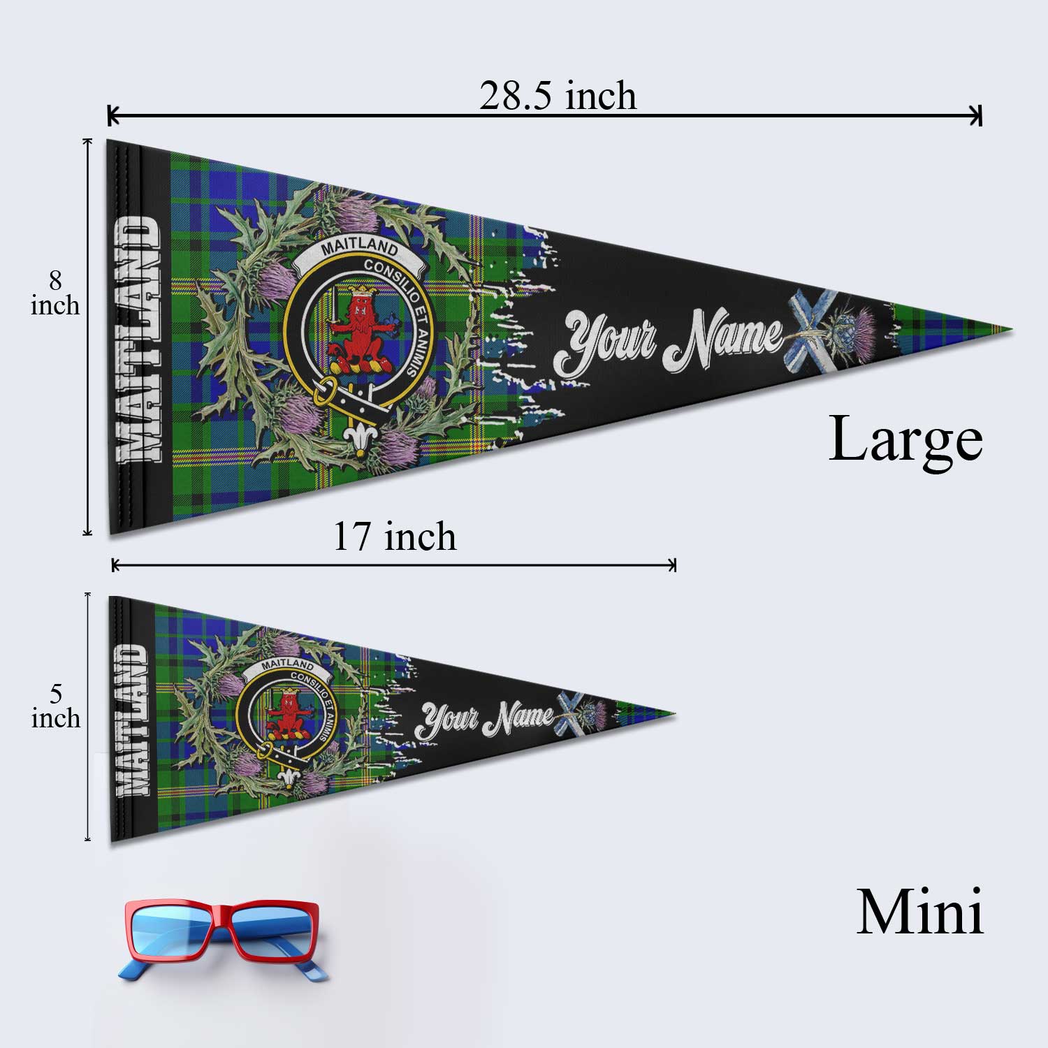 Clan Maitland Tartan Felt Pennant Crest And Plaid Basic Style