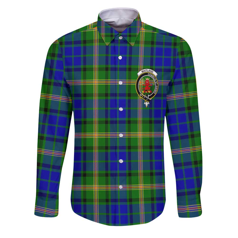 Clan Maitland Tartan Long Sleeve Button Shirt Crest And Plaid Basic Style