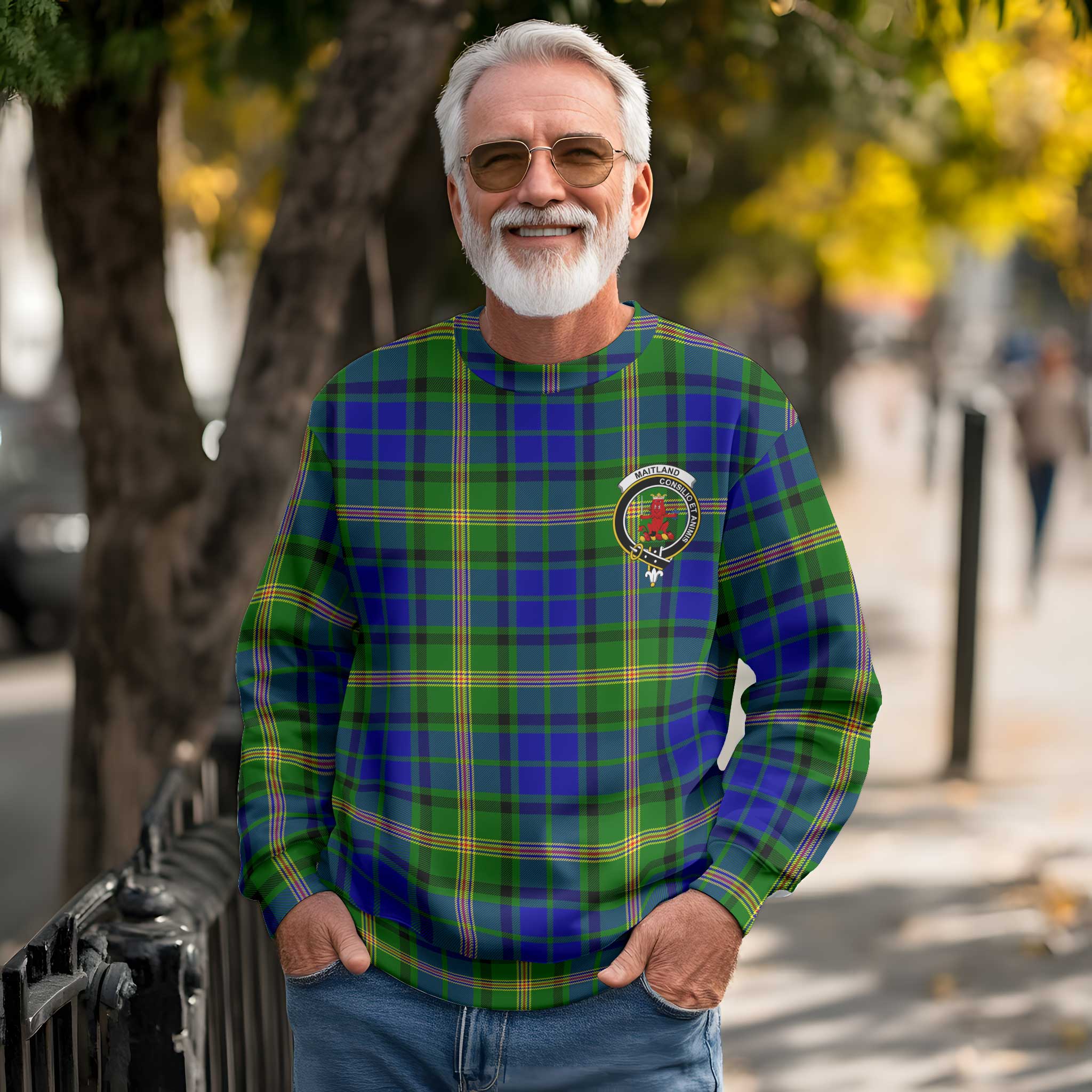 Clan Maitland Tartan Men Sweatshirt Crest And Plaid Basic Style