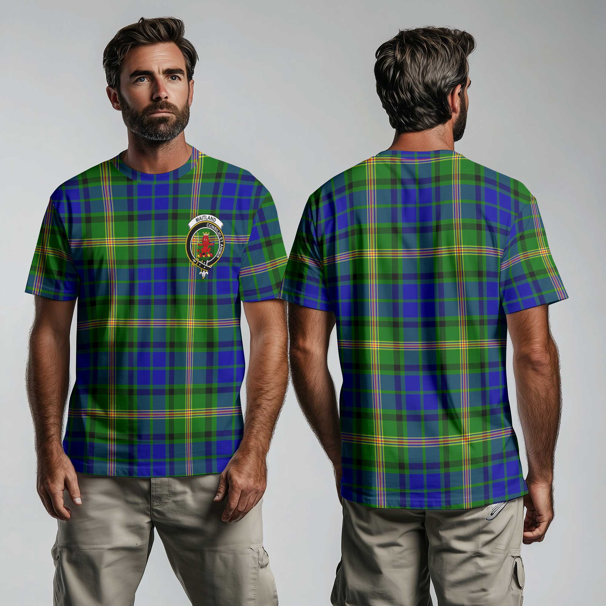 Clan Maitland Tartan Men T Shirt Crest And Plaid Basic Style