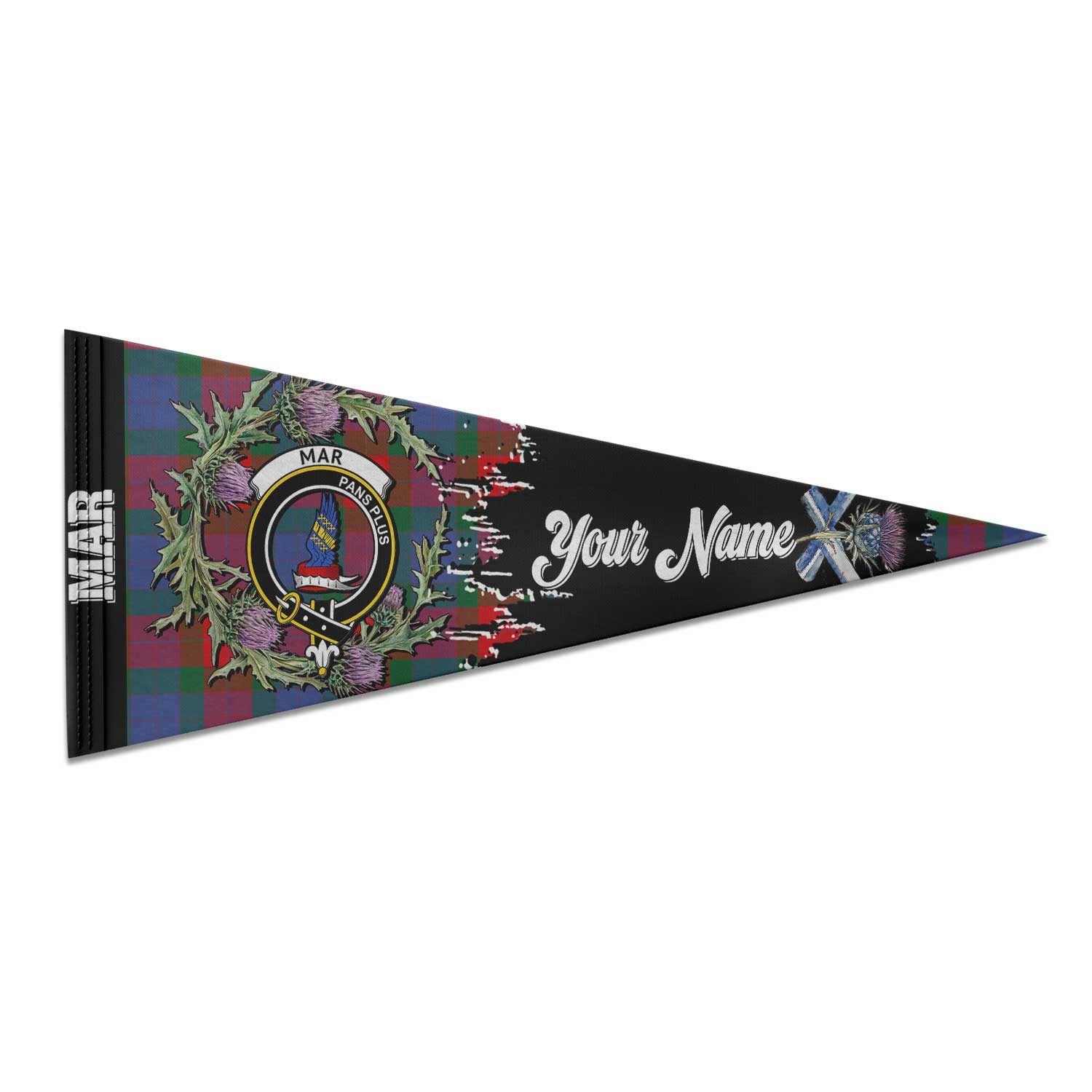 Clan Mar Tartan Felt Pennant Crest And Plaid Basic Style