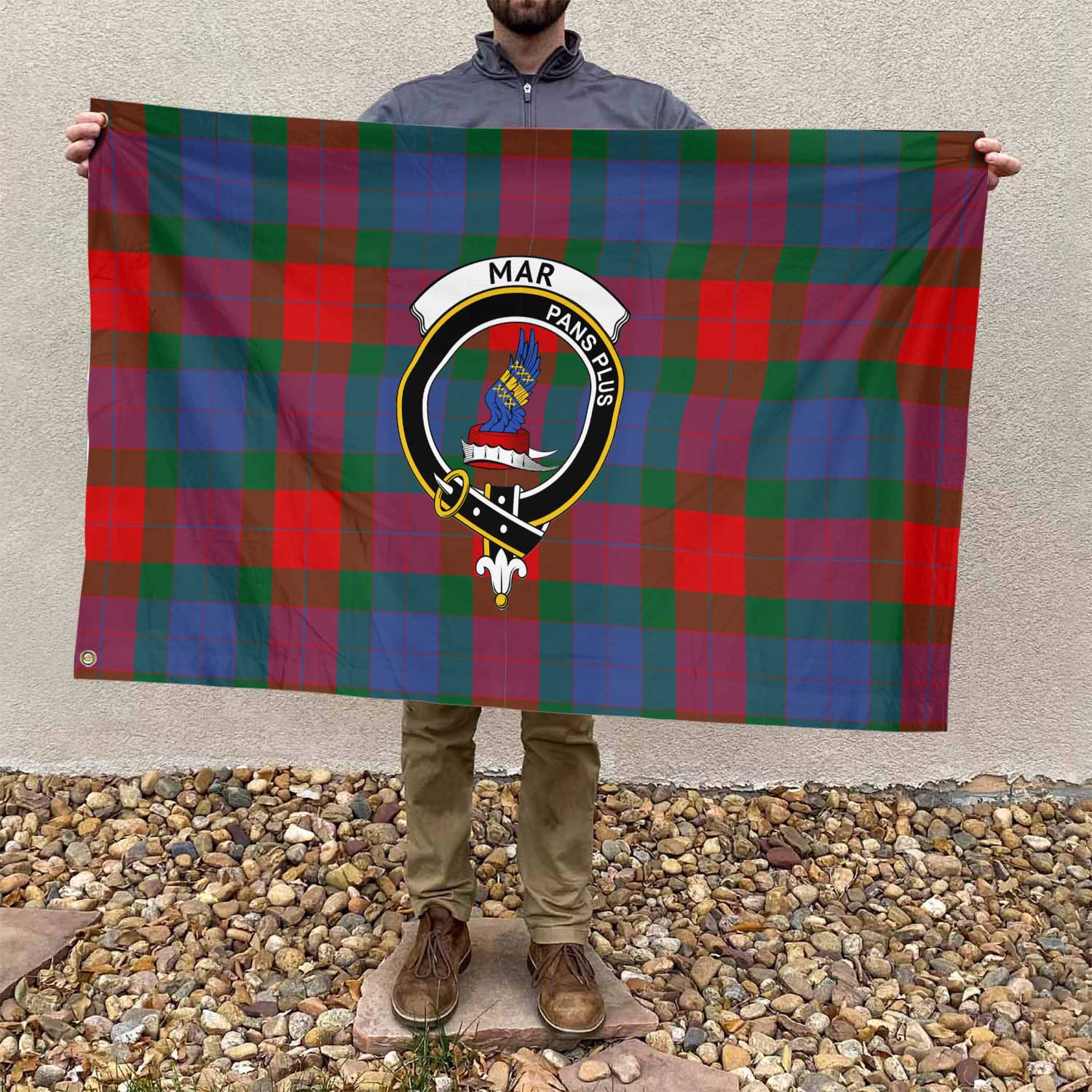 Clan Mar Tartan Flag Crest And Plaid Basic Style
