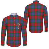 Clan Mar Tartan Long Sleeve Button Shirt Crest And Plaid Basic Style