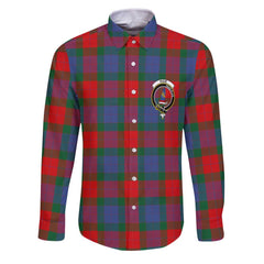 Clan Mar Tartan Long Sleeve Button Shirt Crest And Plaid Basic Style