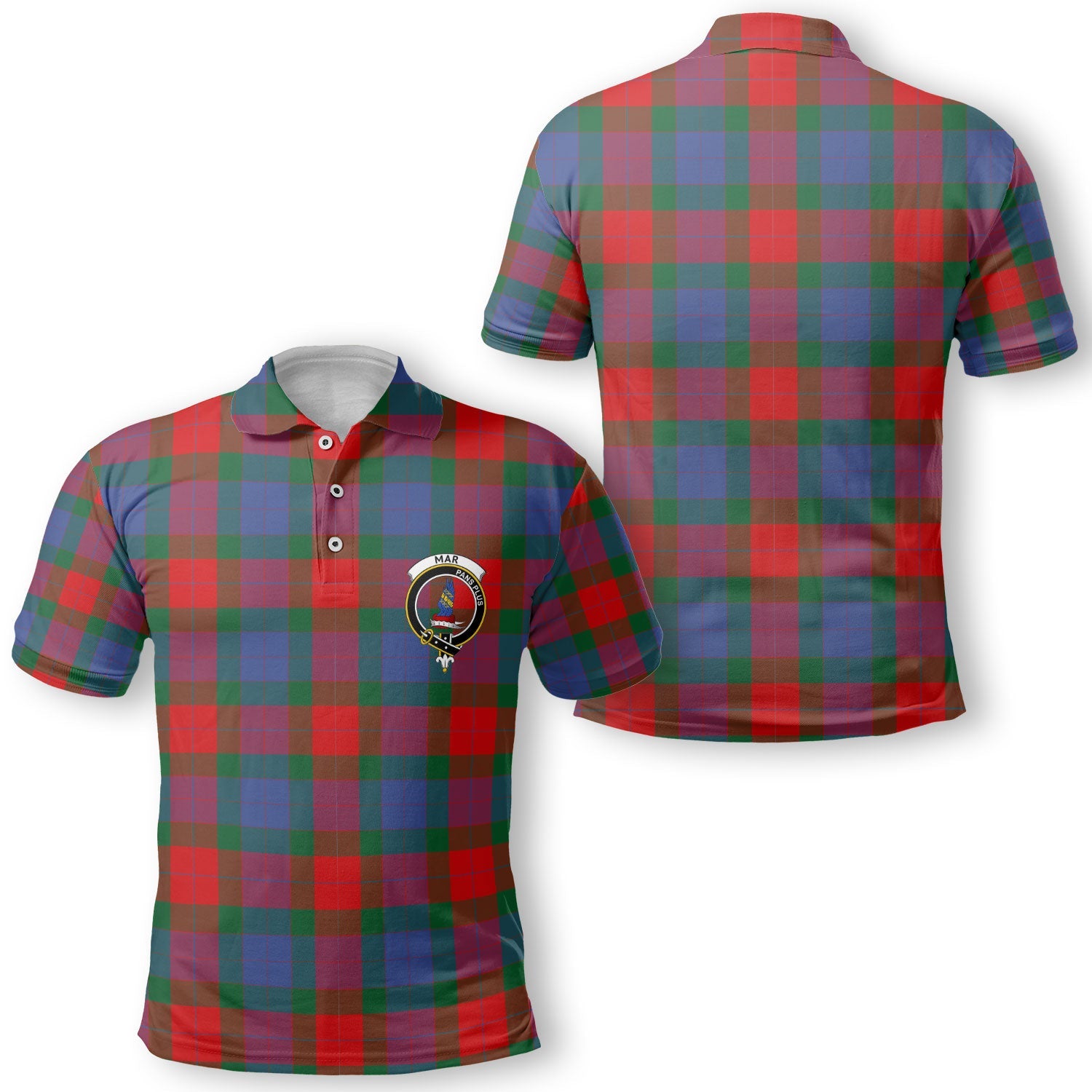 Clan Mar Tartan Men Polo Shirt Crest And Plaid Basic Style