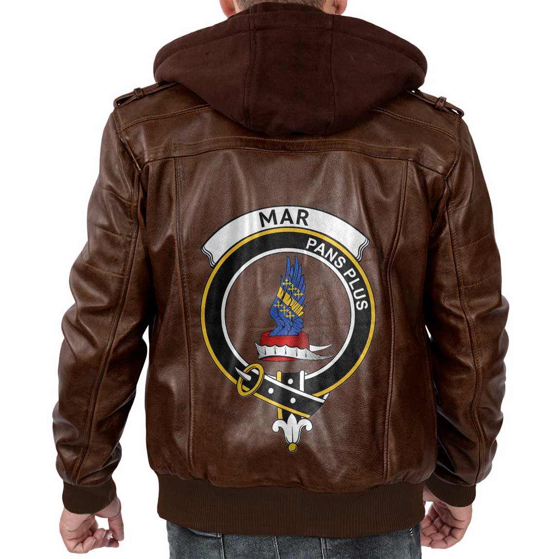 Clan Mar Tartan Zip Leather Jacket Crest And Plaid Basic Style