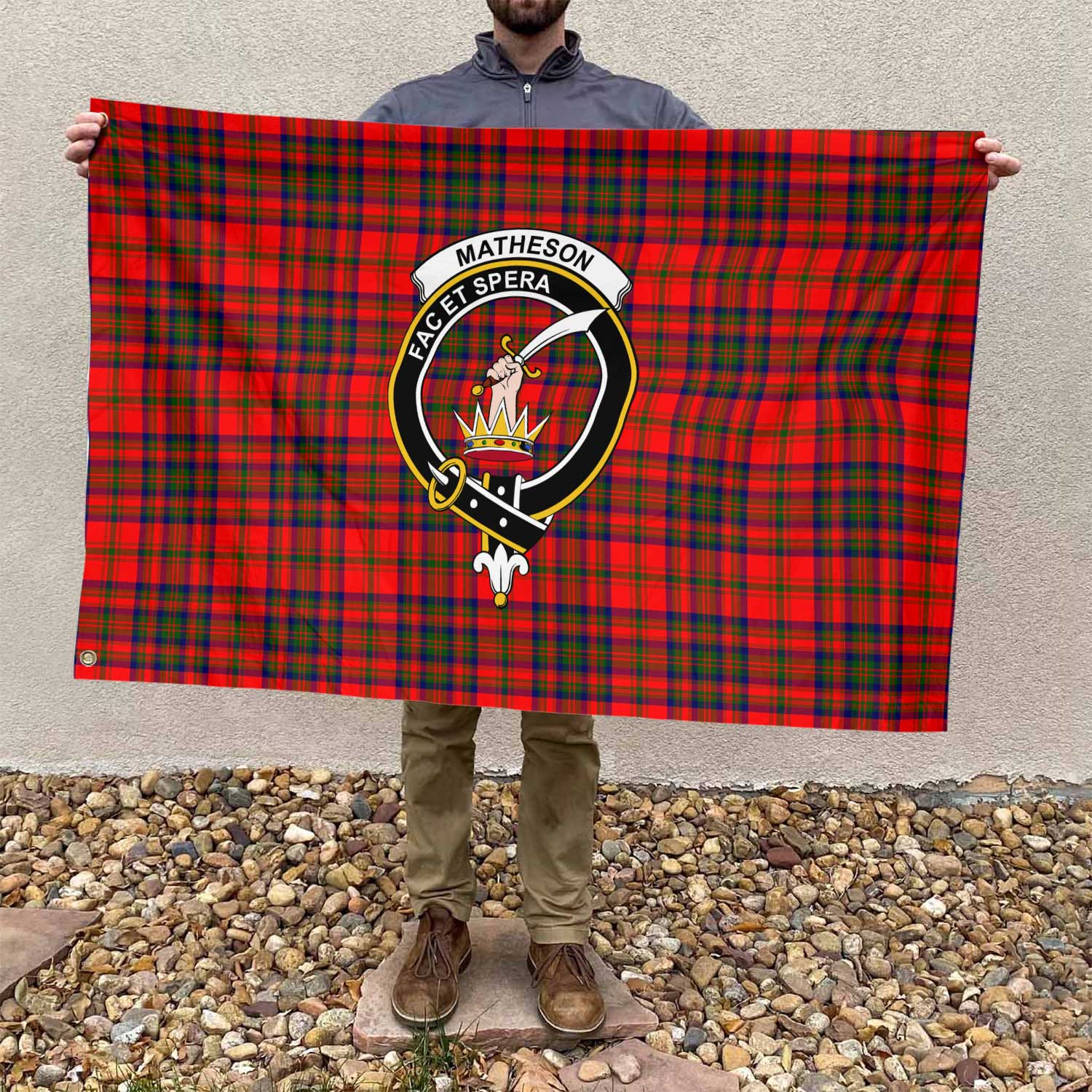Clan Matheson Tartan Flag Crest And Plaid Basic Style